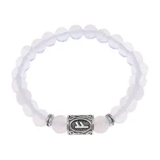 Браслет с руной Феху и синт.камнем Лунный камень BSRD-17-11