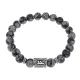 Браслет с руной Феху и нат.камнем Снежный обсидиан BSRD-17-14