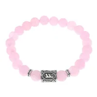 Браслет с руной Феху и нат.камнем Розовый кварц BSRD-17-15