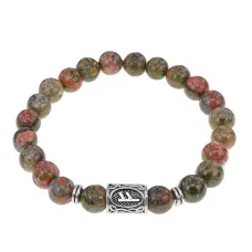 Браслет с руной Феху и нат.камнем Унакит BSRD-17-20