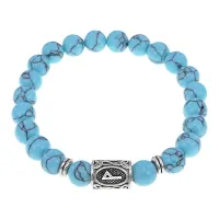 Браслет с руной Вуньо и синт. камнем Бирюза BSRD-18-05