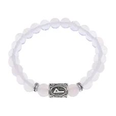 Браслет с руной Вуньо и синт.камнем Лунный камень BSRD-18-11