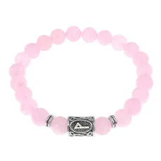 Браслет с руной Вуньо и нат.камнем Розовый кварц BSRD-18-15