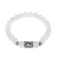 Браслет с руной Вуньо и синт.камнем Сахарный кварц BSRD-18-16