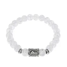 Браслет с руной Вуньо и синт.камнем Сахарный кварц BSRD-18-16