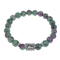 Браслет с руной Вуньо и синт.камнем Цоизит BSRD-18-22