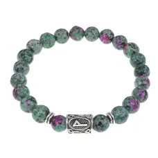 Браслет с руной Вуньо и синт.камнем Цоизит BSRD-18-22