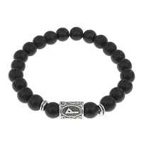 Браслет с руной Вуньо и синт.камнем Шунгит BSRD-18-24