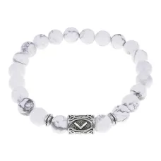 Браслет с руной Кеназ и нат.камнем Кахолонг BSRD-19-07