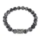 Браслет с руной Кеназ и нат.камнем Снежный обсидиан BSRD-19-14