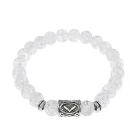 Браслет с руной Кеназ и синт.камнем Сахарный кварц BSRD-19-16