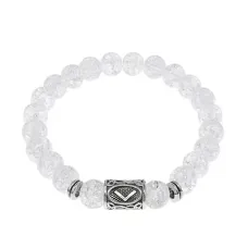 Браслет с руной Кеназ и синт.камнем Сахарный кварц BSRD-19-16