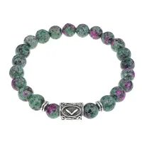 Браслет с руной Кеназ и синт. камнем Цоизит BSRD-19-22