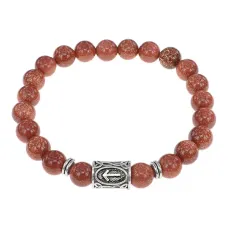 Браслет с руной Тейваз и синт. камнем Коричневый авантюрин BSRD-20-01