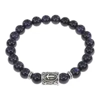 Браслет с руной Тейваз и синт.камнем Синий авантюрин BSRD-20-02