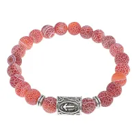 Браслет с руной Тейваз и нат.камнем Африканский агат BSRD-20-04