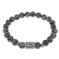 Браслет с руной Тейваз и нат. камнем Лабрадор BSRD-20-08