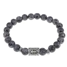 Браслет с руной Тейваз и нат. камнем Лабрадор BSRD-20-08