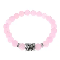 Браслет с руной Тейваз и нат.камнем Розовый кварц BSRD-20-15