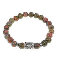 Браслет с руной Тейваз и нат. камнем Унакит BSRD-20-20