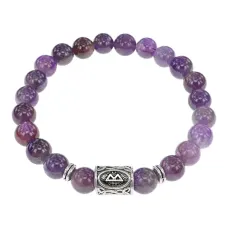 Браслет с руной Беркана и нат. камнем Аметист BSRD-21-03