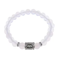 Браслет с руной Беркана и синт.камнем Лунный камень BSRD-21-11