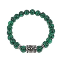 Браслет с руной Беркана и синт.камнем Малахит BSRD-21-12