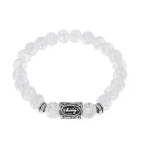 Браслет с руной Эйваз и синт.камнем Сахарный кварц BSRD-22-16
