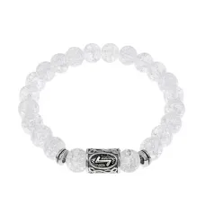 Браслет с руной Эйваз и синт.камнем Сахарный кварц BSRD-22-16