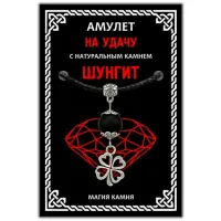 Амулет На удачу (клевер) с синтетическим камнем шунгит, цвет серебряный MKA006-2