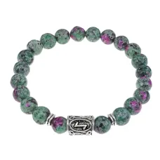 Браслет с руной Эйваз и синт. камнем Цоизит BSRD-22-22