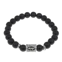 Браслет с руной Эйваз и синт.камнем Шунгит BSRD-22-24