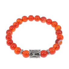 Браслет с руной Манназ и нат.камнем Сердолик BSRD-23-17