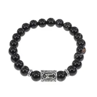 Браслет с руной Манназ и нат.камнем Черный агат BSRD-23-23