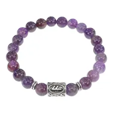 Браслет с руной Ансуз и натуральным камнем Аметист BSRD-24-03