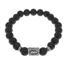 Браслет с руной Ансуз и нат.камнем Лава BSRD-24-09