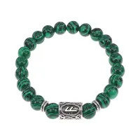Браслет с руной Ансуз и синтетическим камнем Малахит BSRD-24-12