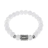 Браслет с руной Ансуз и синт.камнем Сахарный кварц BSRD-24-16
