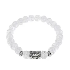 Браслет с руной Ансуз и синт.камнем Сахарный кварц BSRD-24-16