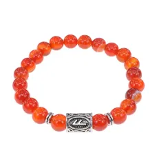 Браслет с руной Ансуз и нат.камнем Сердолик BSRD-24-17
