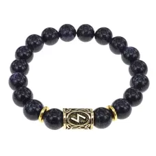 Браслет с руной Соулу и синт.камнем Синий авантюрин BSRF-01-02