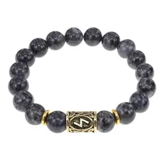 Браслет с руной Соулу и нат. камнем Лабрадор BSRF-01-08