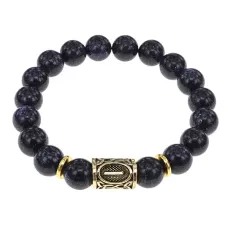 Браслет с руной Иса и синт.камнем Синий авантюрин BSRF-02-02
