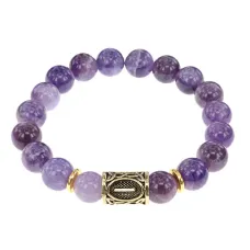 Браслет с руной Иса и нат. камнем Аметист BSRF-02-03