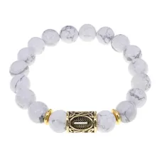Браслет с руной Иса и нат.камнем Кахолонг BSRF-02-07