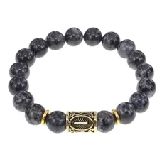 Браслет с руной Иса и нат.камнем Лабрадор BSRF-02-08