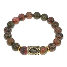 Браслет с руной Иса и нат.камнем Унакит BSRF-02-20