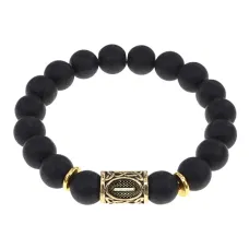 Браслет с руной Иса и синт.камнем Шунгит BSRF-02-24
