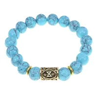 Браслет с руной Дагаз и синт. камнем Бирюза BSRF-03-05