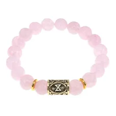 Браслет с руной Дагаз и нат.камнем Розовый кварц BSRF-03-15